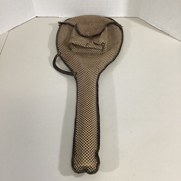 Vintage JC Higgins Mohawk Wooden Tennis Racket Racquet With Checkered Case - Picture 2 of 12